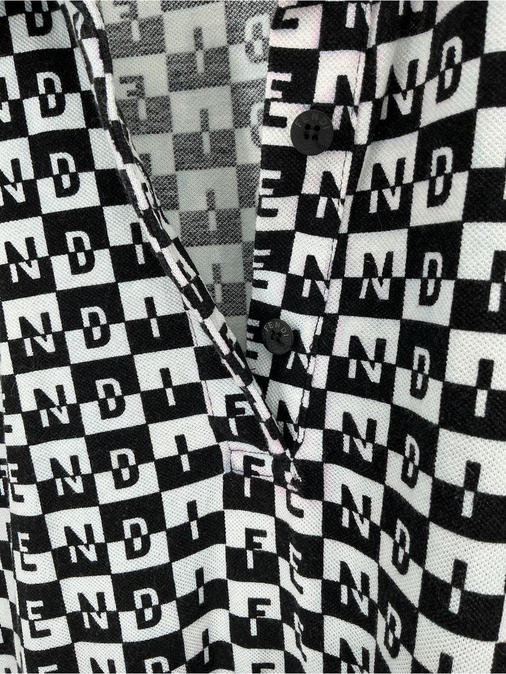 Fendi Vintage Logo Monogram Sleeveless Polo Midi Dress Black White Size 44 - Picture 5 of 9
